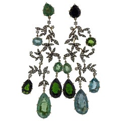 H. Stern Nature Diamond Tourmaline Gold Chandelier Earrings