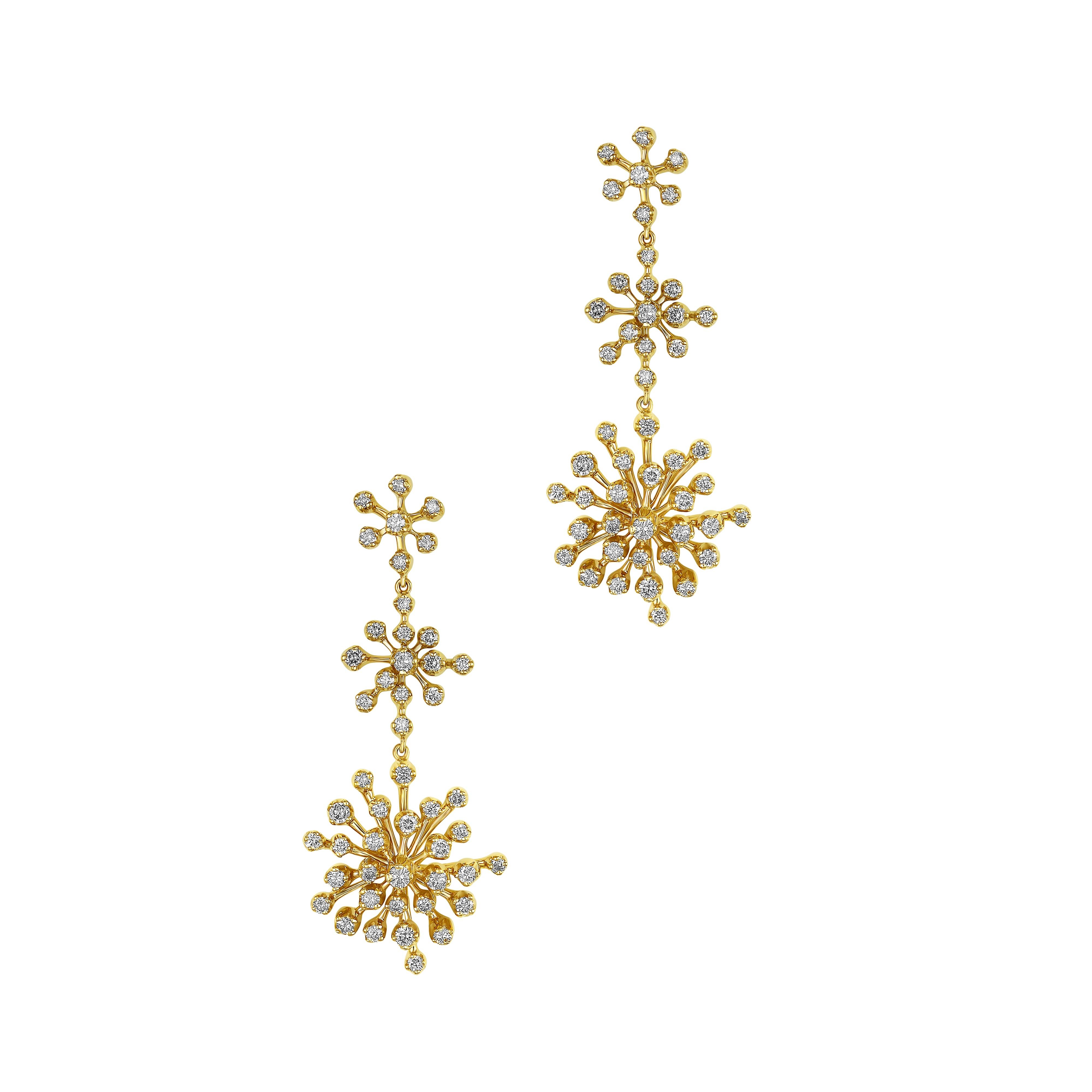 H. Stern Noble Orecchini a goccia con fiocco di neve in oro in vendita 1