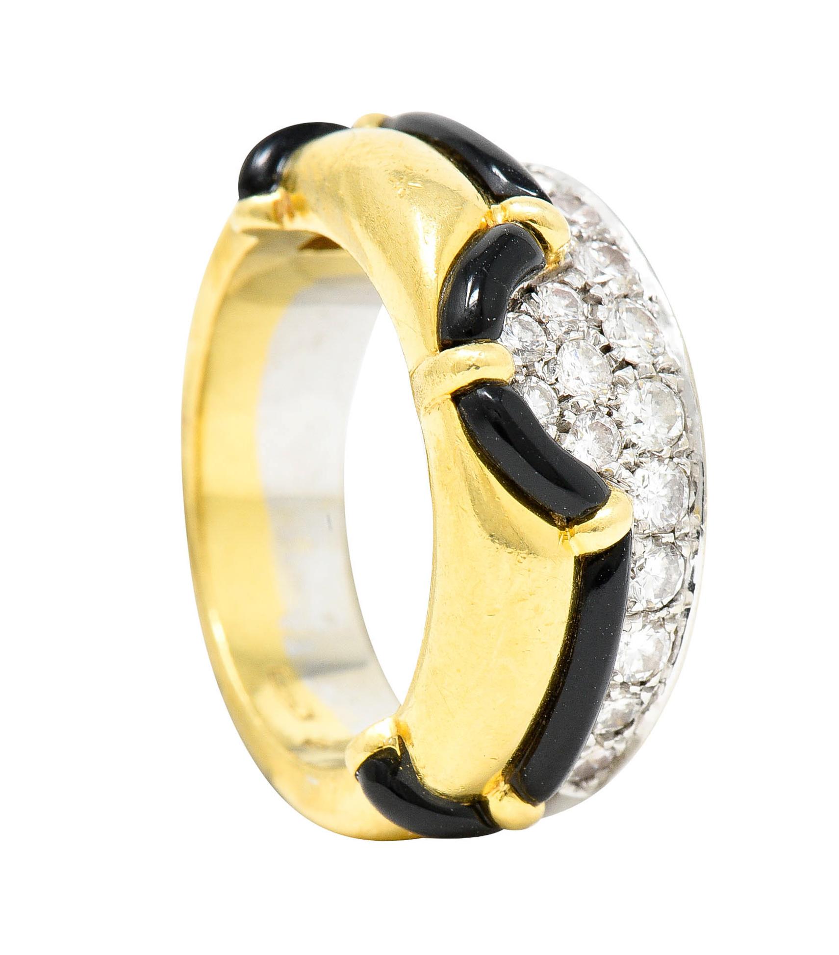 H. Stern Onyx 0.75 Carat Diamond 18 Karat Two-Tone Band Ring 3