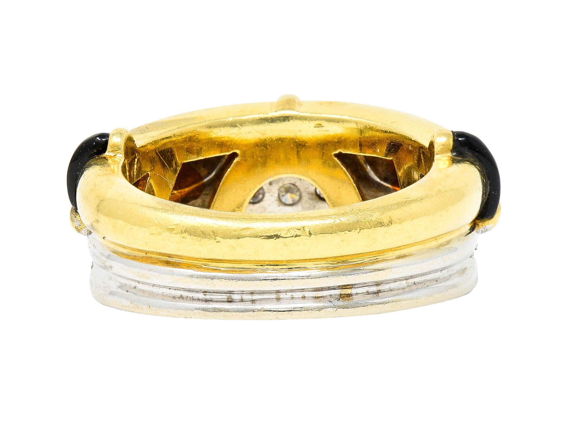 Contemporary H. Stern Onyx 0.75 Carat Diamond 18 Karat Two-Tone Band Ring