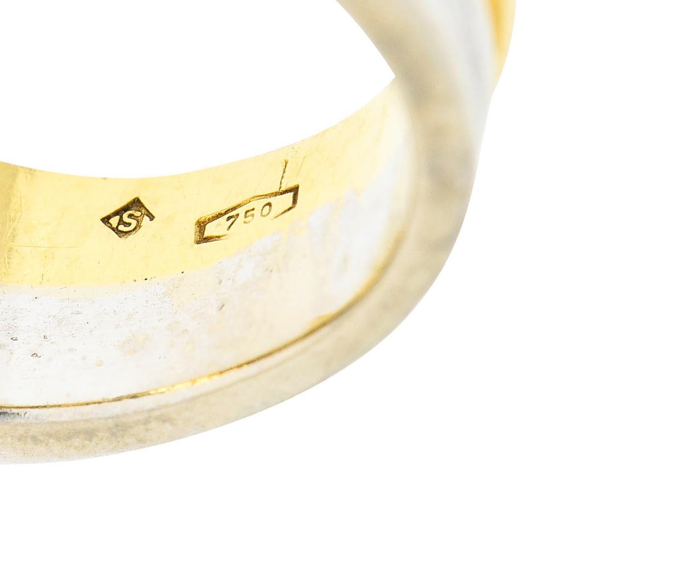 Women's or Men's H. Stern Onyx 0.75 Carat Diamond 18 Karat Two-Tone Band Ring