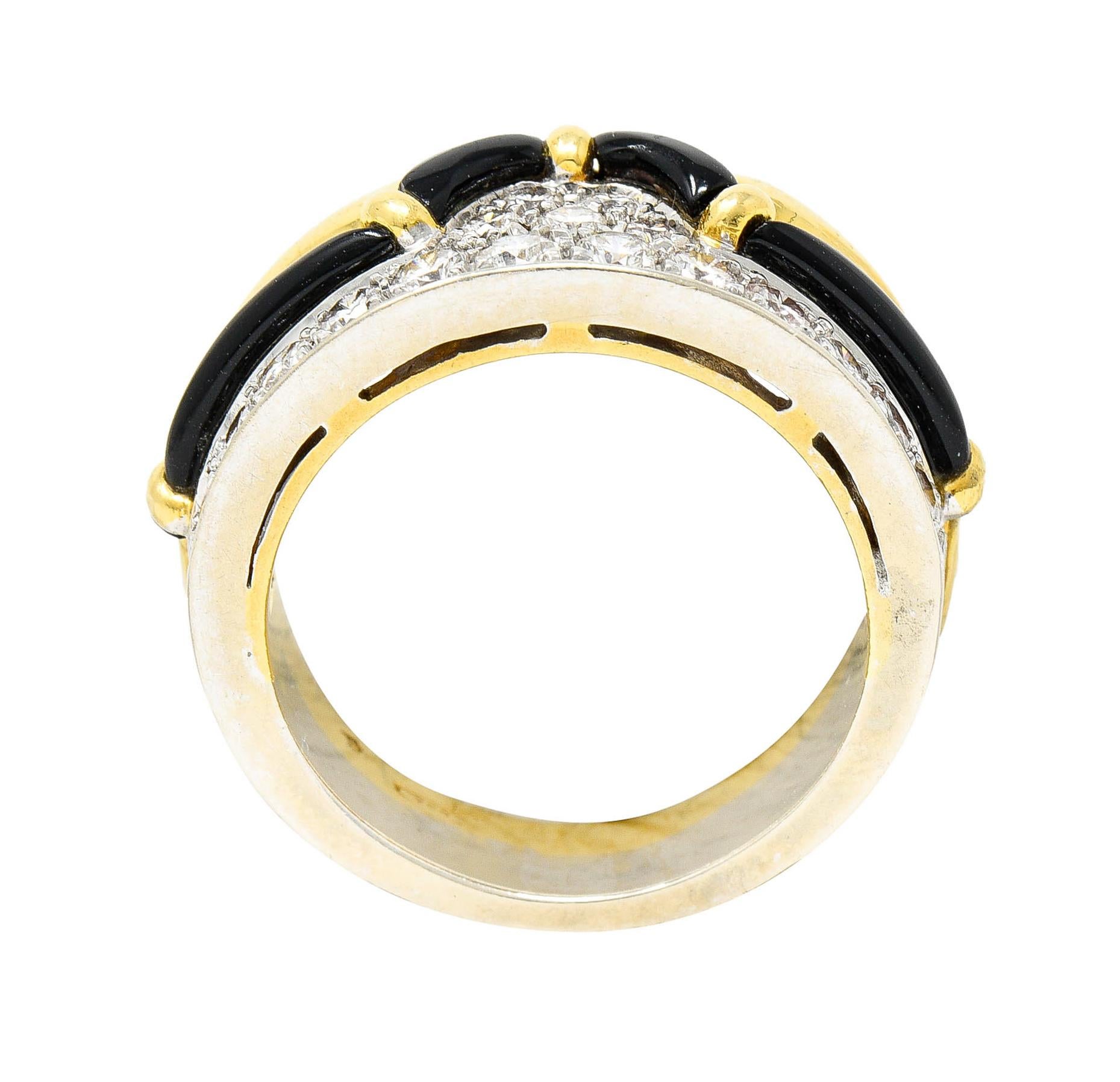 H. Stern Onyx 0.75 Carat Diamond 18 Karat Two-Tone Band Ring 2