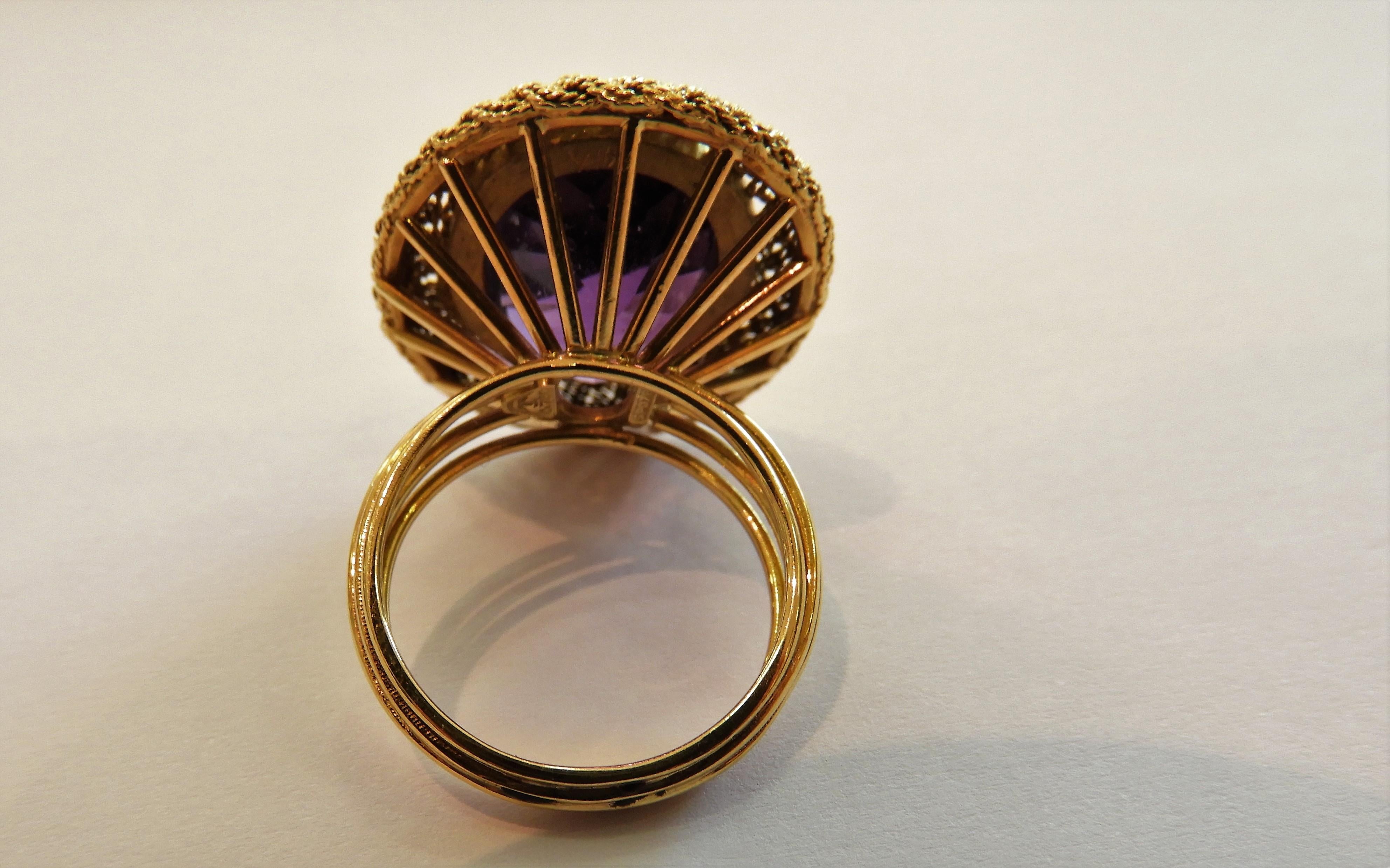 Oval Cut H Stern Oval Amethyst  Ring in 18 Karat Rose Gold