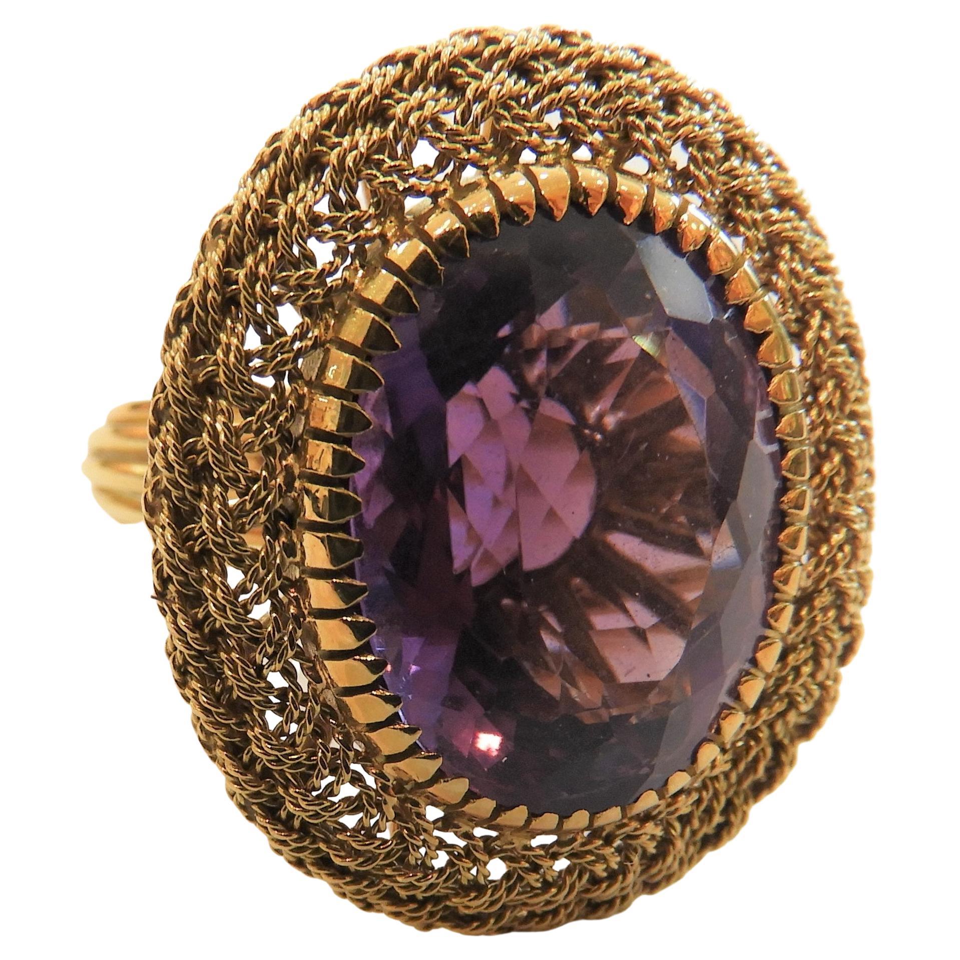 H Stern Oval Amethyst  Ring in 18 Karat Rose Gold