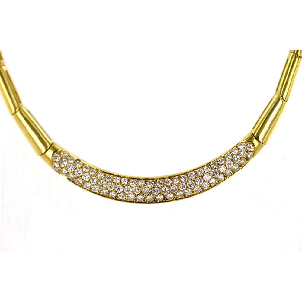 Modern H. Stern Pave Diamond 18 Karat Yellow Gold Link Necklace