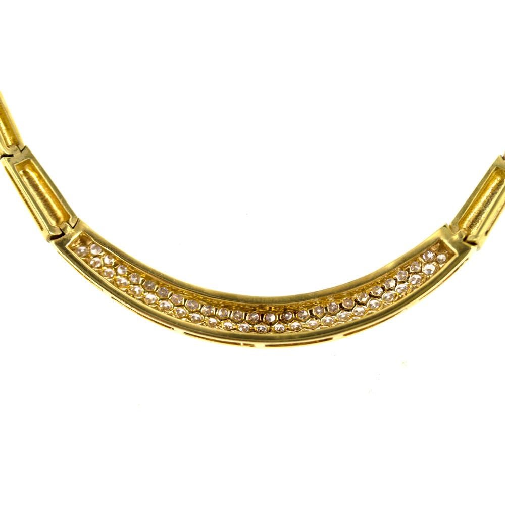 Round Cut H. Stern Pave Diamond 18 Karat Yellow Gold Link Necklace