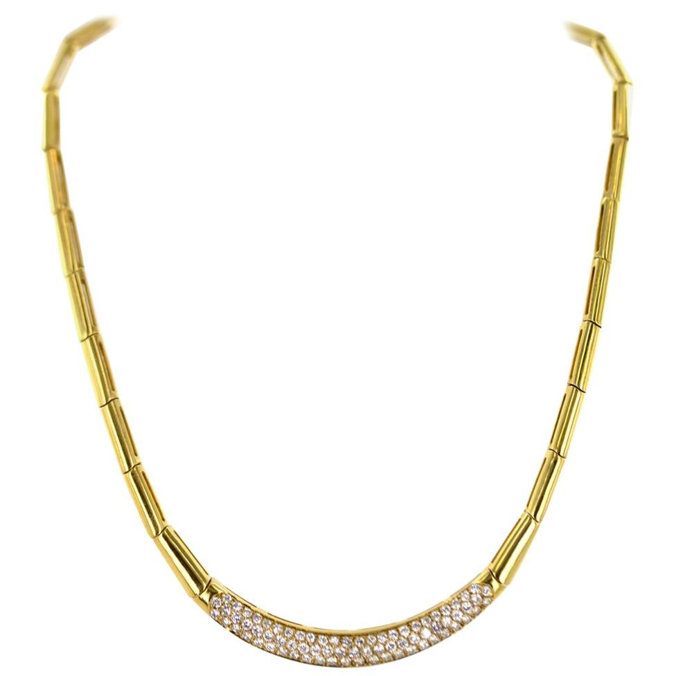 H. Stern Pave Diamond 18 Karat Yellow Gold Link Necklace