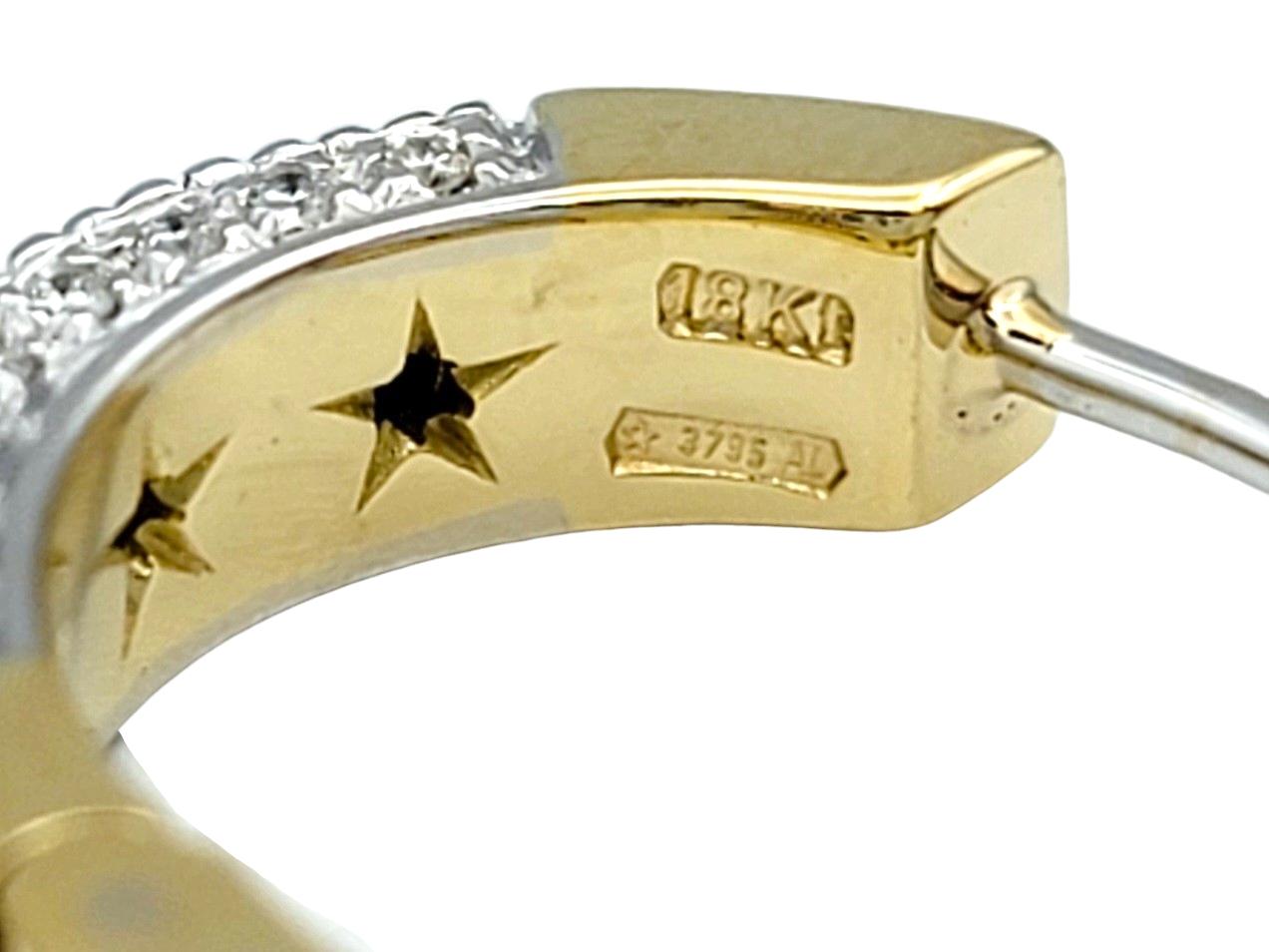 H. Stern Pavé Diamond Hinged Huggie Hoop Earrings Set in 18 Karat Yellow Gold For Sale 4