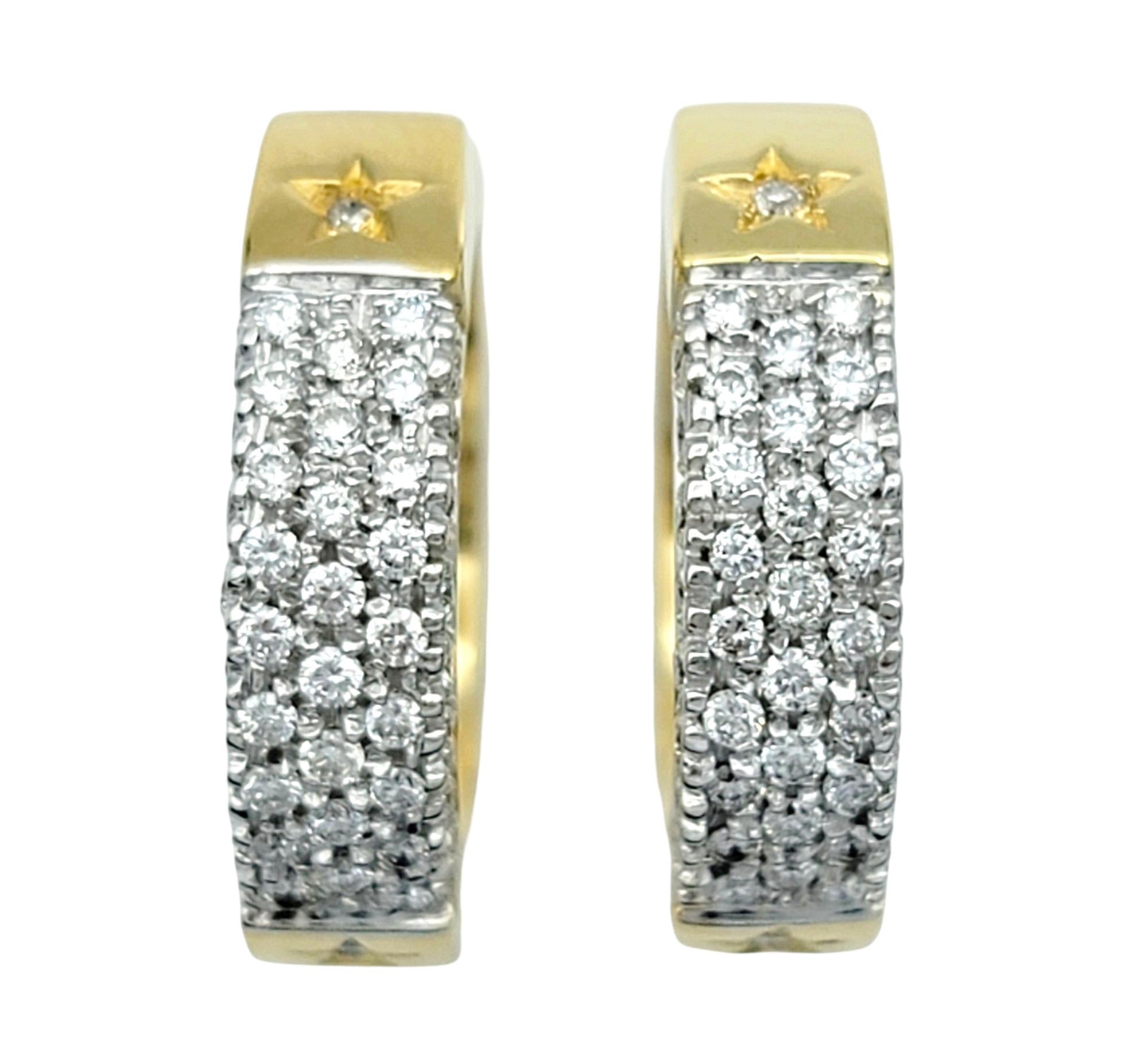 H. Stern Pavé Diamond Hinged Huggie Hoop Earrings Set in 18 Karat Yellow Gold In Excellent Condition For Sale In Scottsdale, AZ