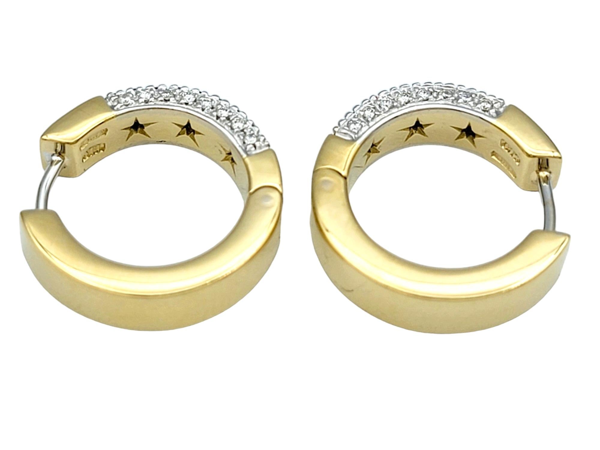 H. Stern Pavé Diamond Hinged Huggie Hoop Earrings Set in 18 Karat Yellow Gold For Sale 1