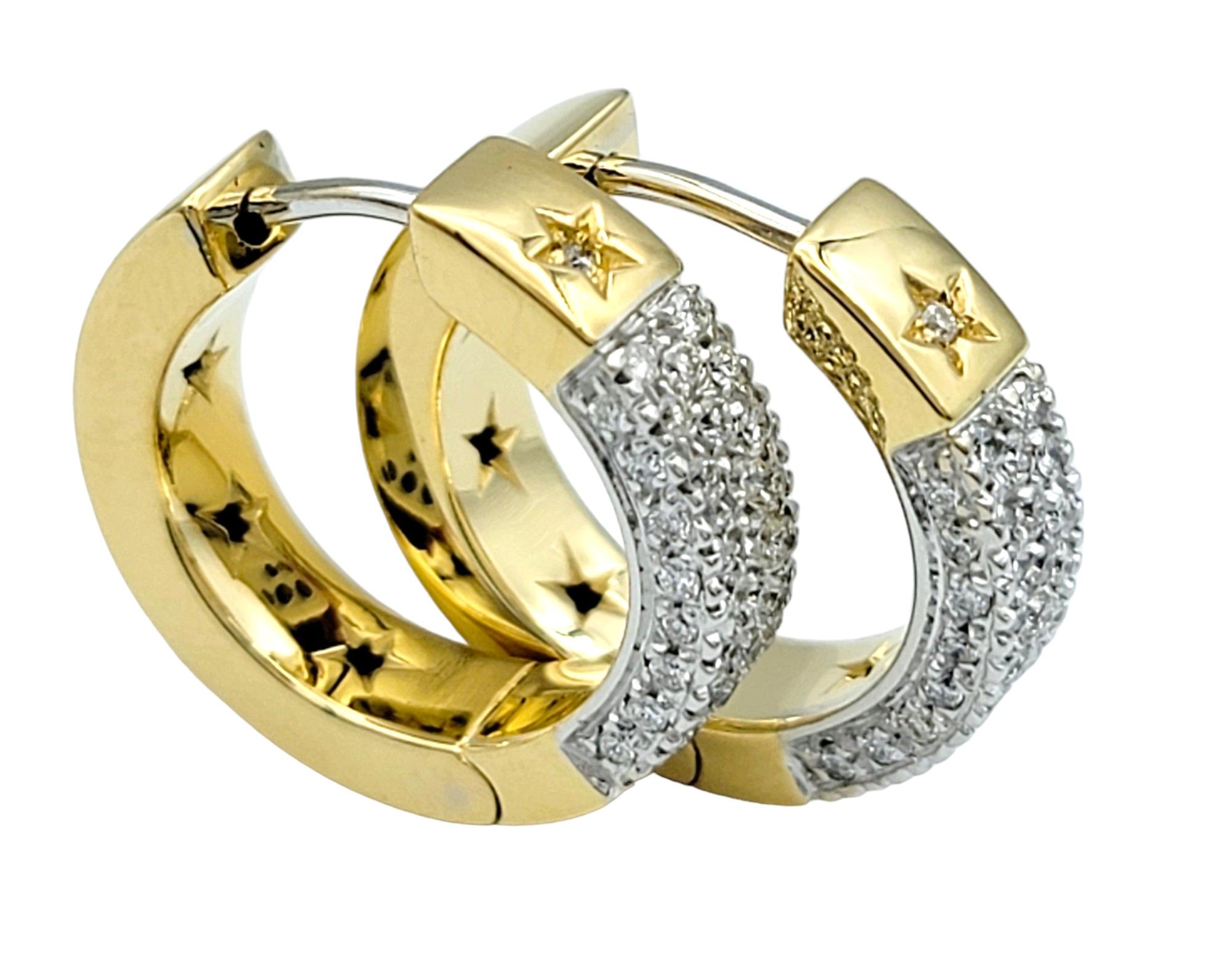 H. Stern Pavé Diamond Hinged Huggie Hoop Earrings Set in 18 Karat Yellow Gold For Sale 3