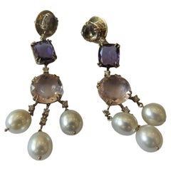 H Stern Primavera Earrings with Coloured Gems and Cultivates Pearls