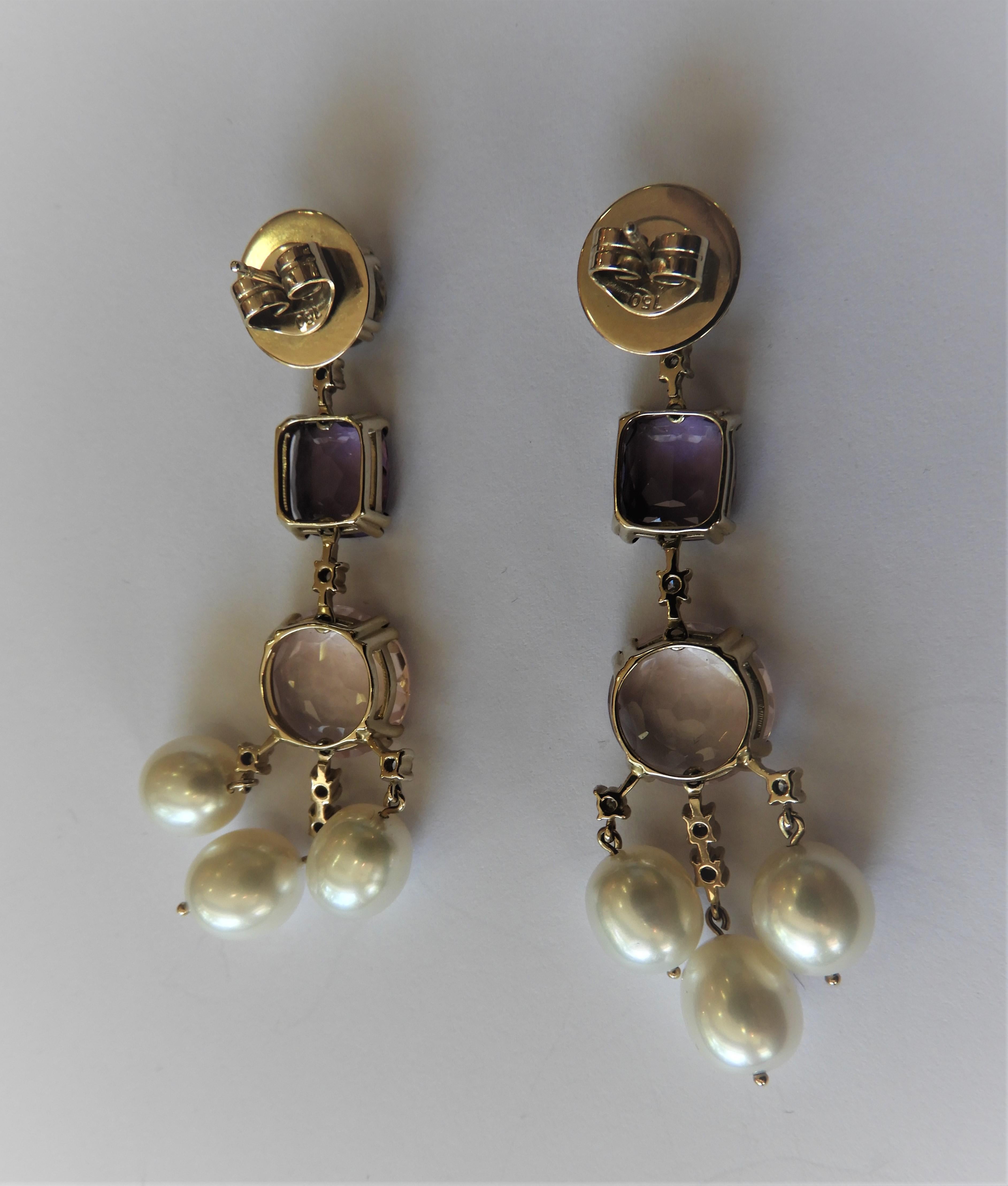 Contemporary H Stern Primavera Earrings with Coloured Gems and Cultivates Pearls