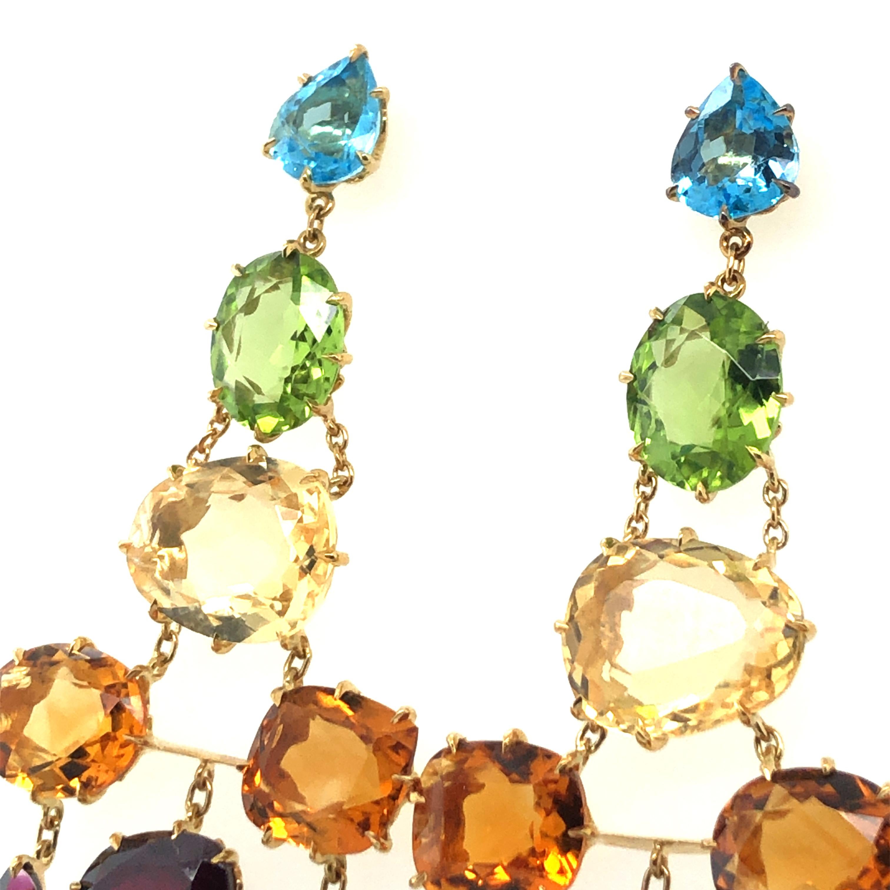 Contemporary H. Stern 'Primavera' Earstuds in 18 Karat Yellow Gold with Coloured Gemstones