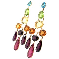 H. Stern 'Primavera' Earstuds in 18 Karat Yellow Gold with Coloured Gemstones