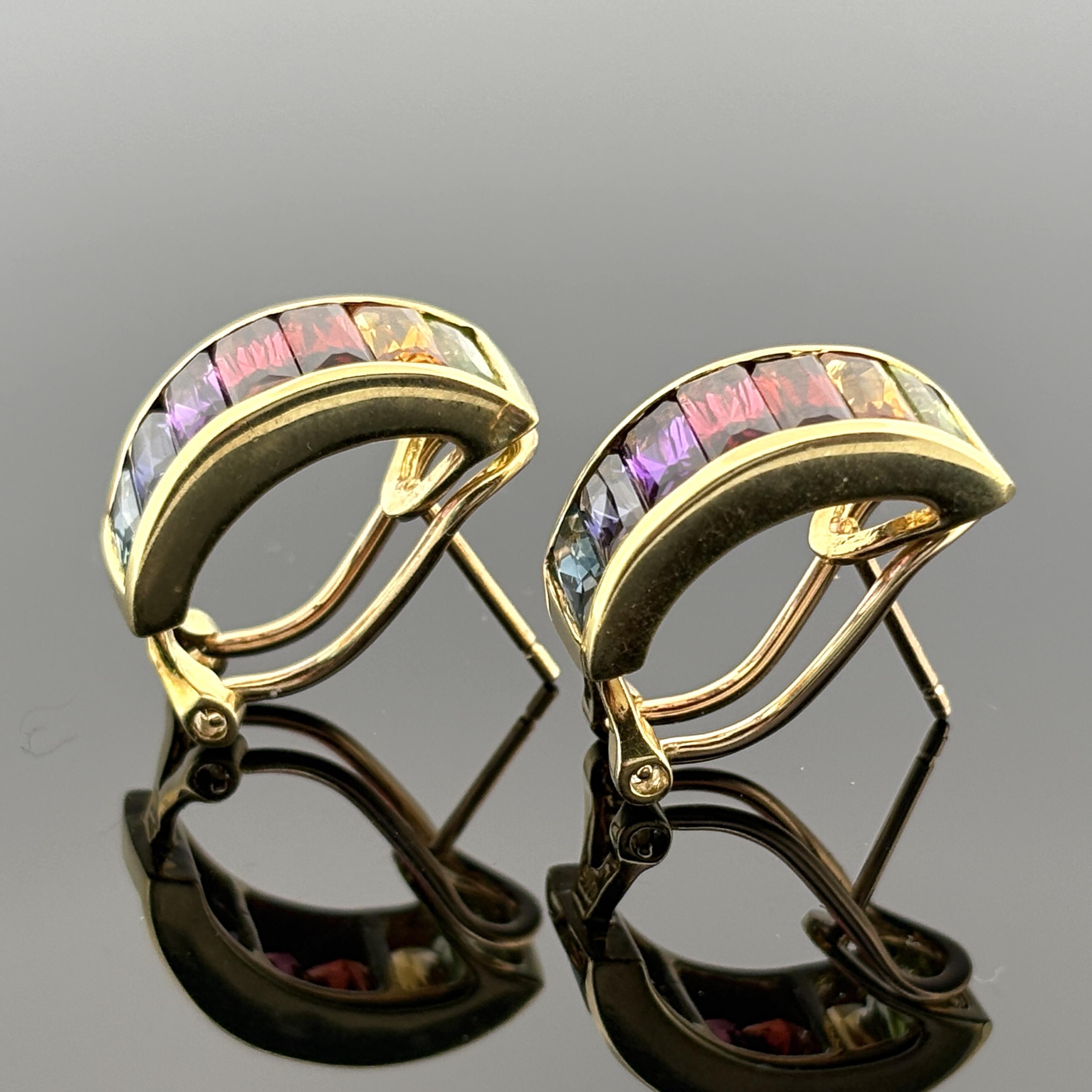 H. Stern Rainbow Collection Gemstone Earrings 18k Yellow Gold In Good Condition In Orlando, FL
