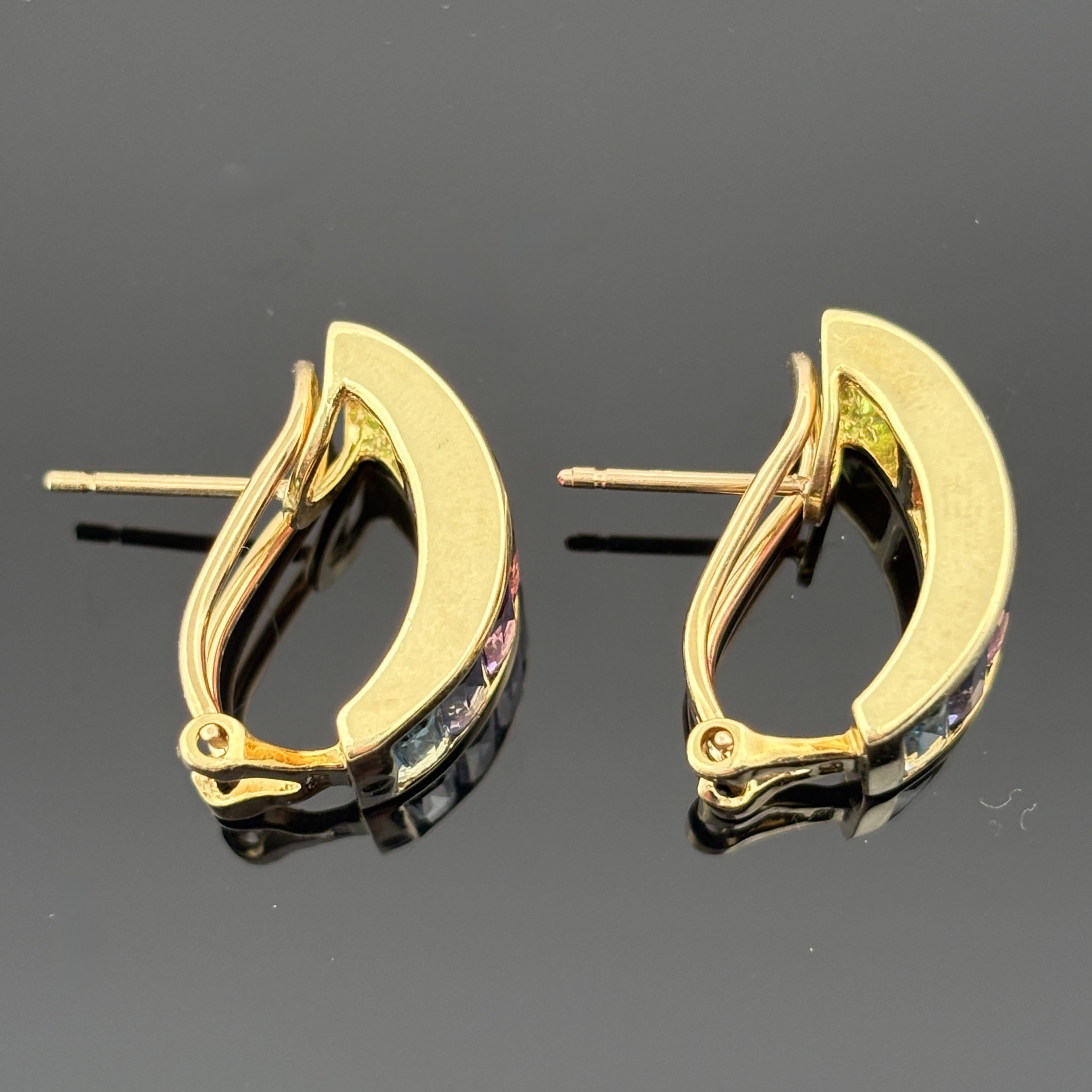 H. Stern Rainbow Collection Gemstone Earrings 18k Yellow Gold 1