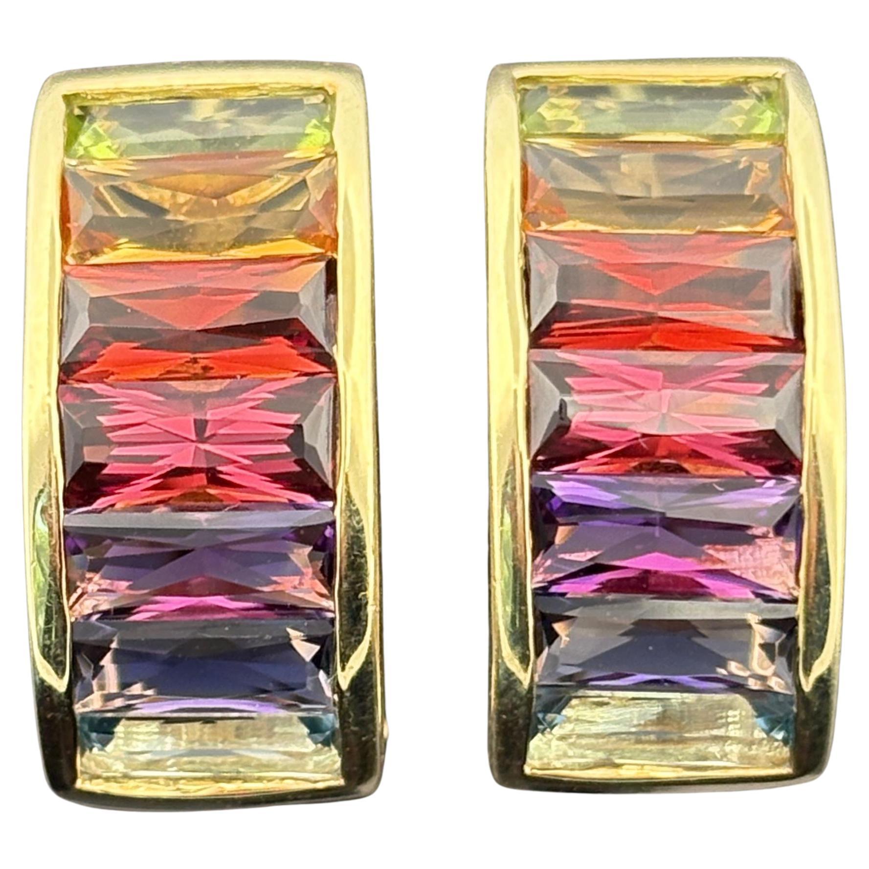 H. Stern Rainbow Collection Gemstone Earrings 18k Yellow Gold
