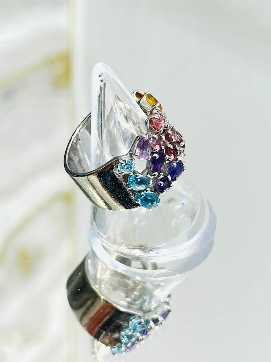 Modern H Stern Rainbow Gemstone Ring In 18k White Gold