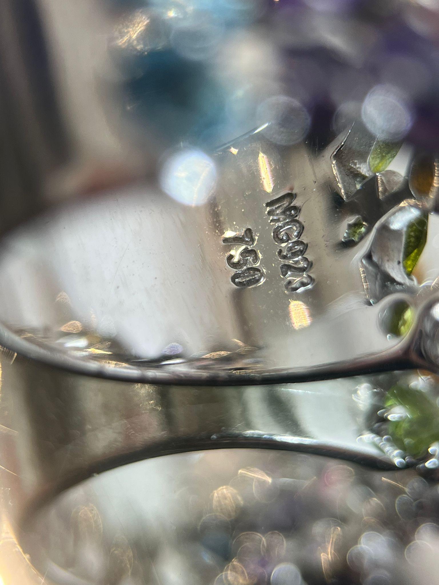 Women's H Stern Rainbow Gemstone Ring In 18k White Gold