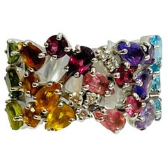 H Stern Rainbow Gemstone Ring In 18k White Gold