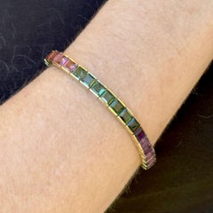 H. Stern Rainbow Tourmaline Citrine Topaz Amethyst 18KYG Line Bracelet