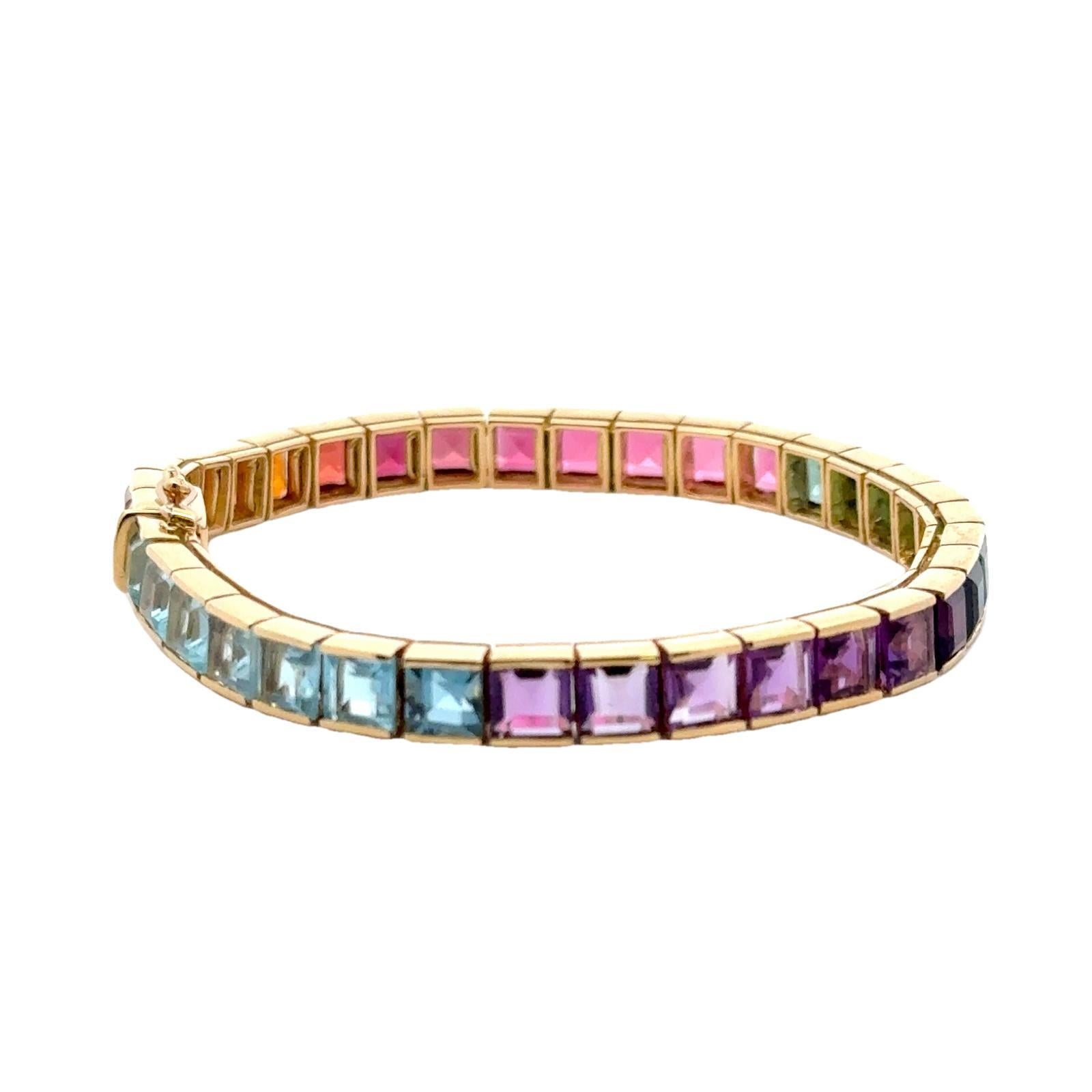 H. Stern Rainbow Tourmaline Citrine Topaz Amethyst 18KYG Line Bracelet In Excellent Condition In Boca Raton, FL