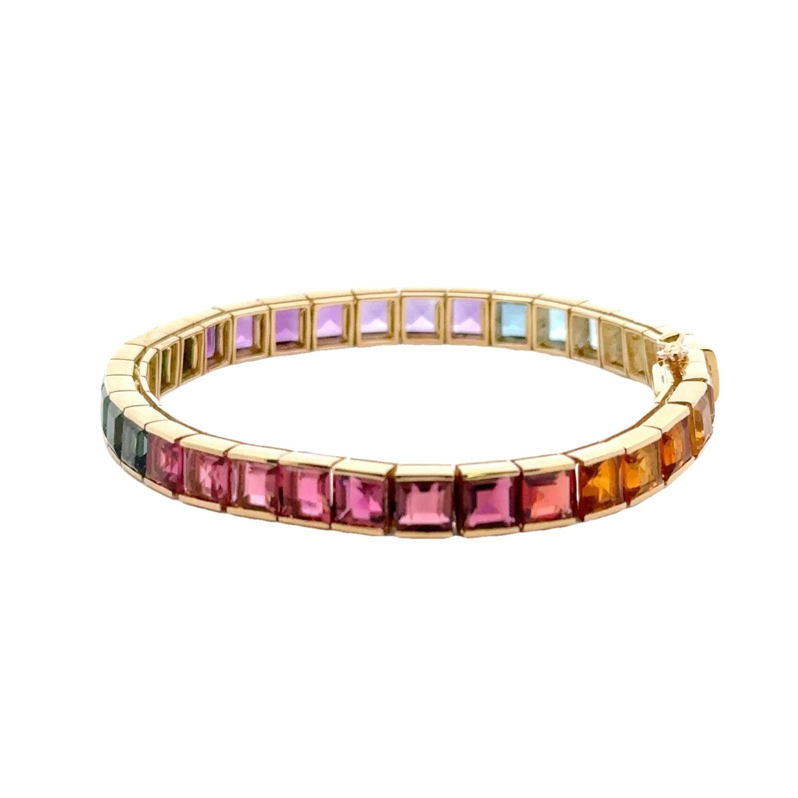 Women's H. Stern Rainbow Tourmaline Citrine Topaz Amethyst 18KYG Line Bracelet