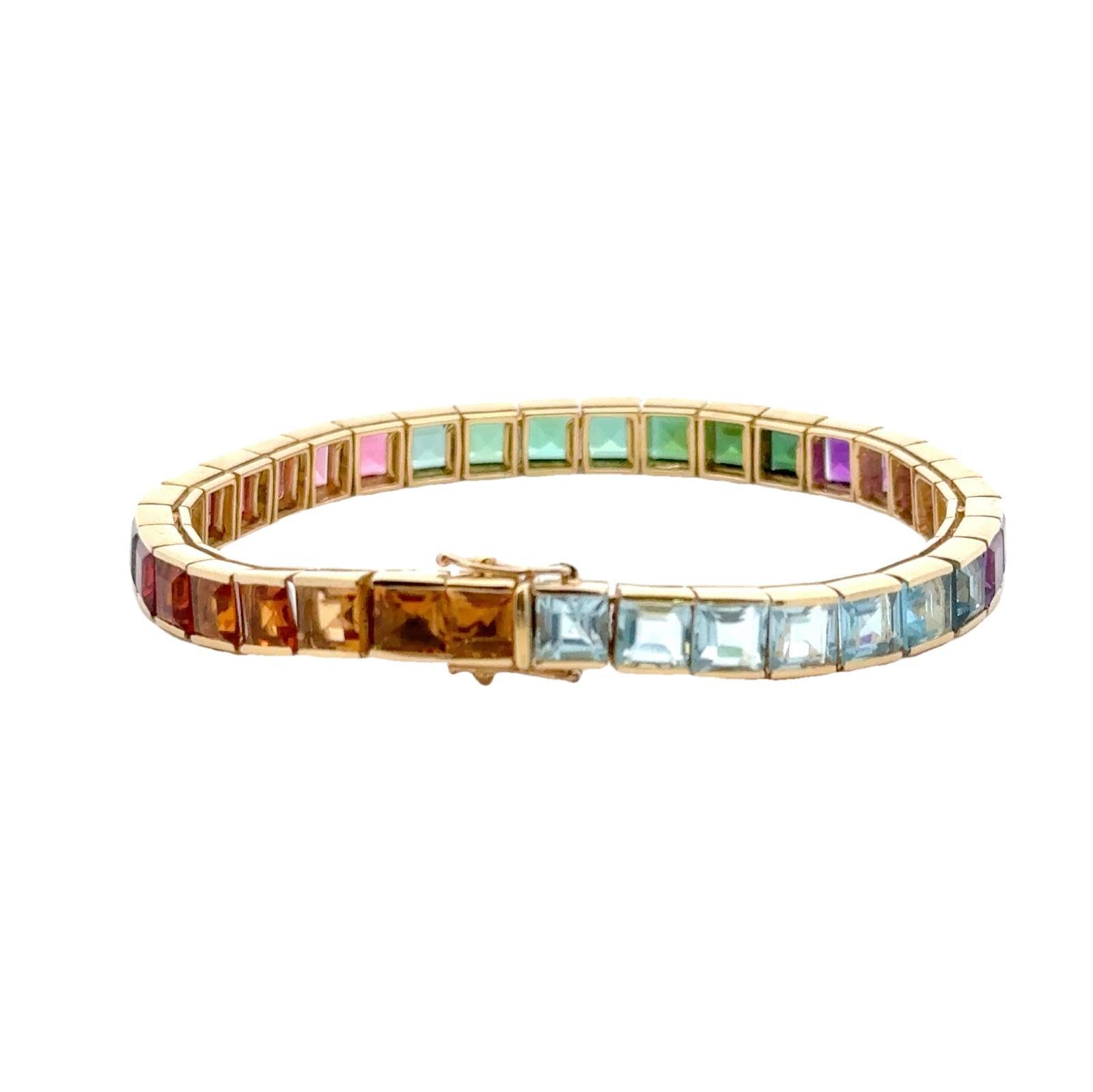 H. Stern Rainbow Tourmaline Citrine Topaz Amethyst 18KYG Line Bracelet 1