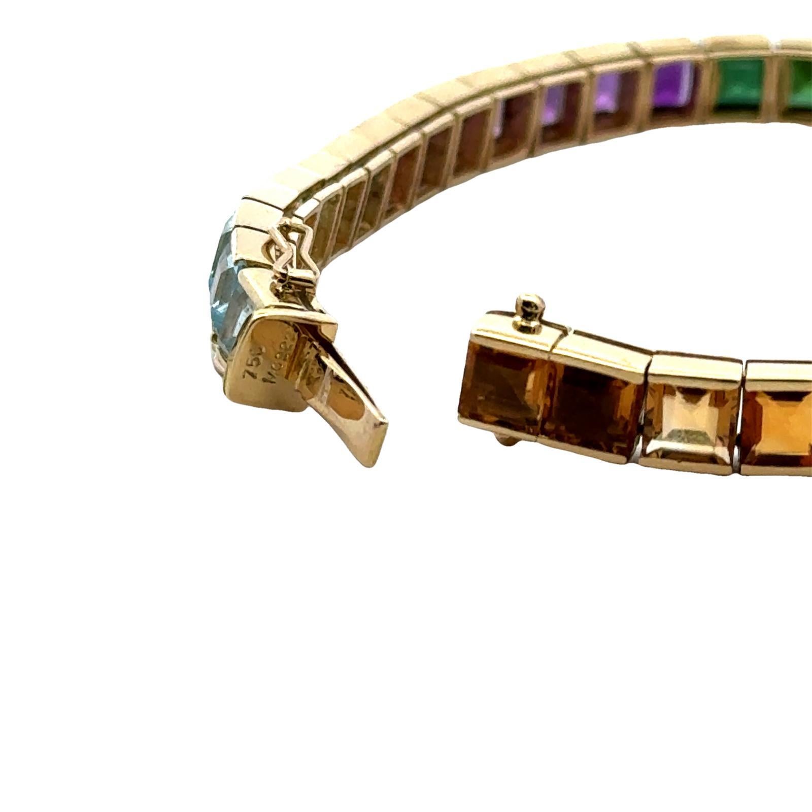 H. Stern Rainbow Tourmaline Citrine Topaz Amethyst 18KYG Line Bracelet 2