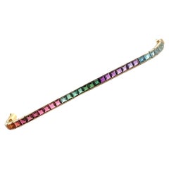H. Stern Rainbow Tourmaline Citrine Topaz Amethyst 18KYG Line Bracelet