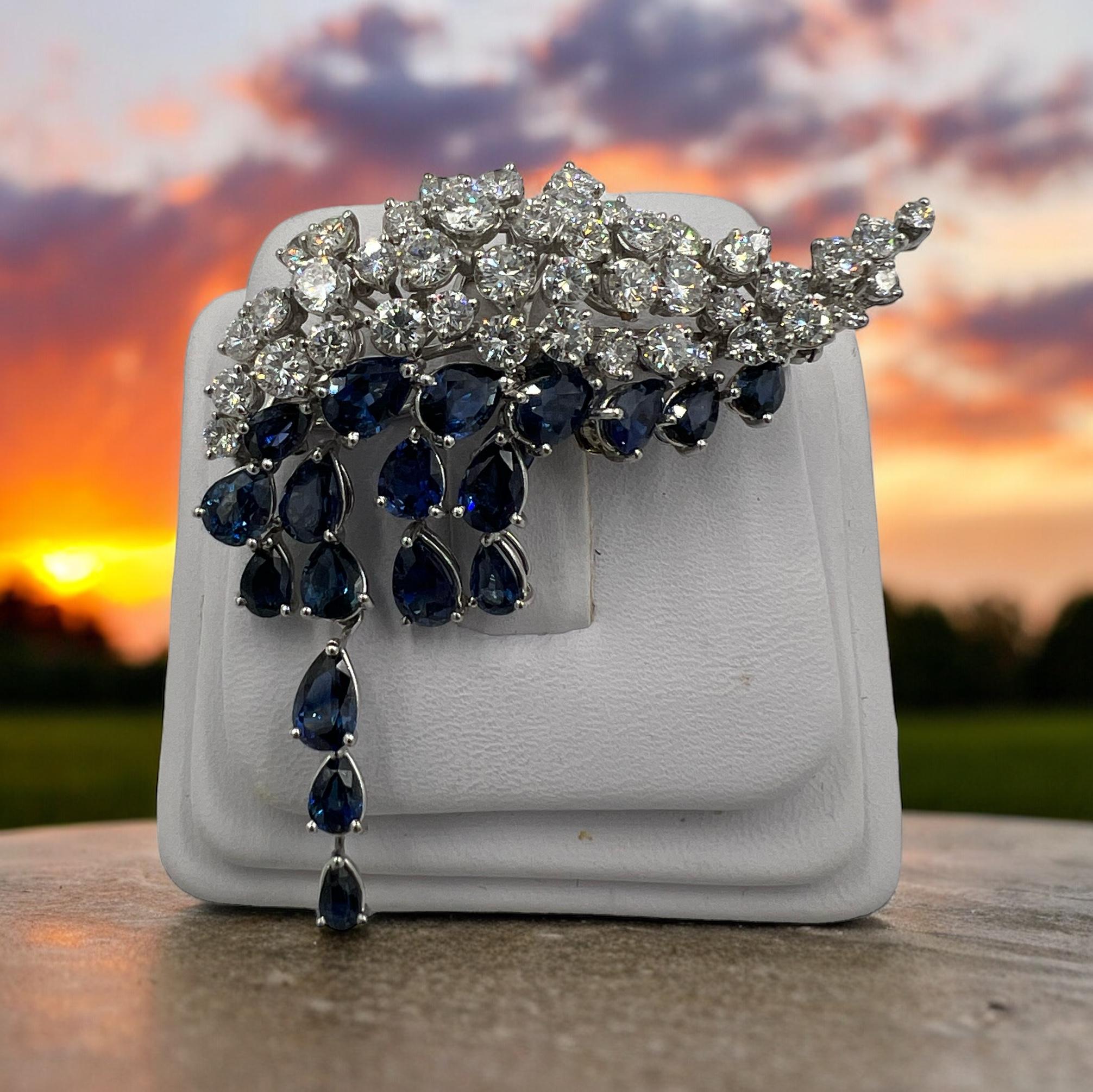 H.Stern Sapphire and Diamond white gold brooch, circa 1960s.

The 1960s were a time of great change and innovation in the world of fashion and jewelry. One iconic piece from this era is the H. Stern Sapphire and Diamond White Gold Brooch. This