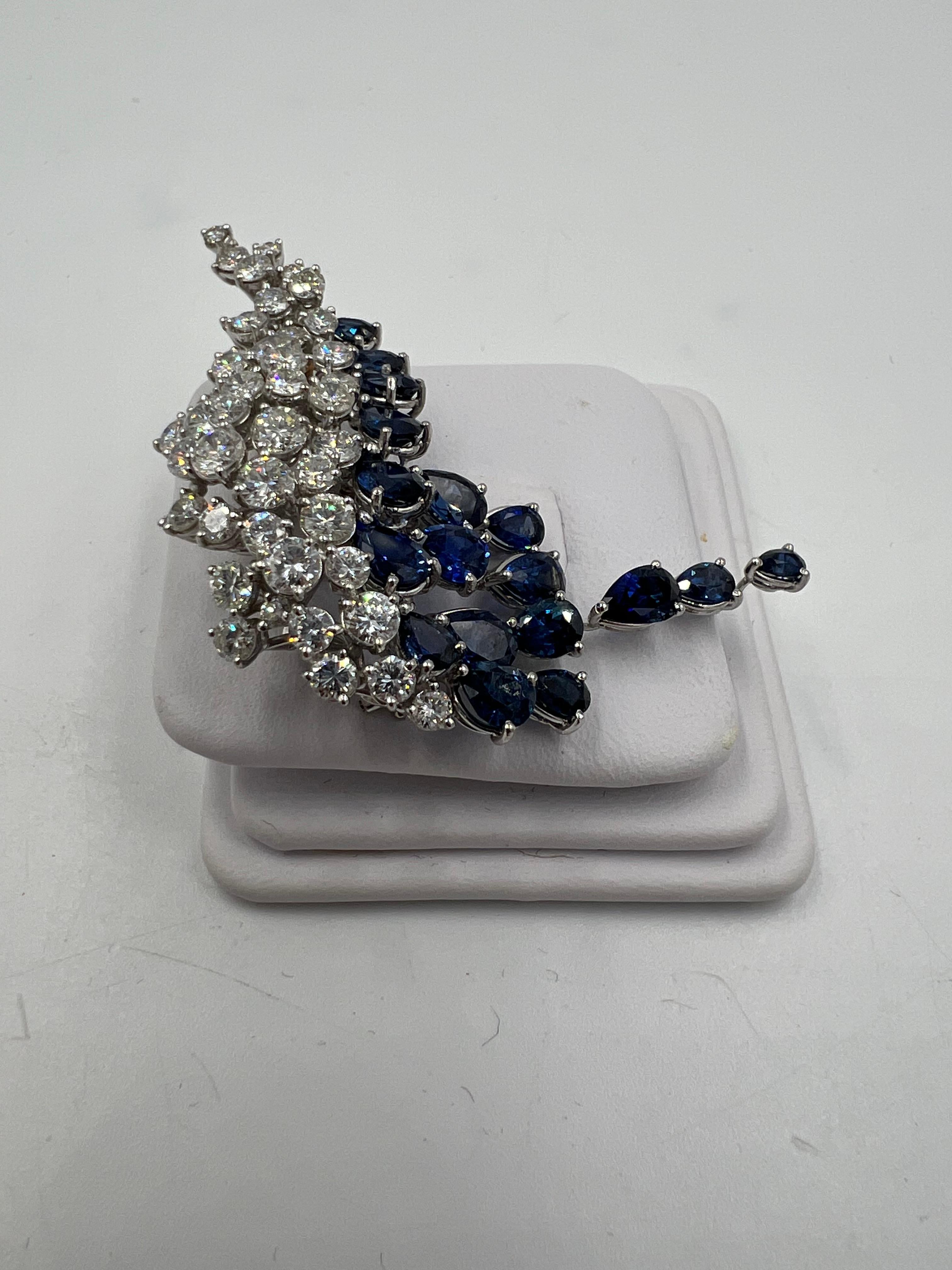 Modern H. Stern Sapphire Diamond White Gold Brooch For Sale