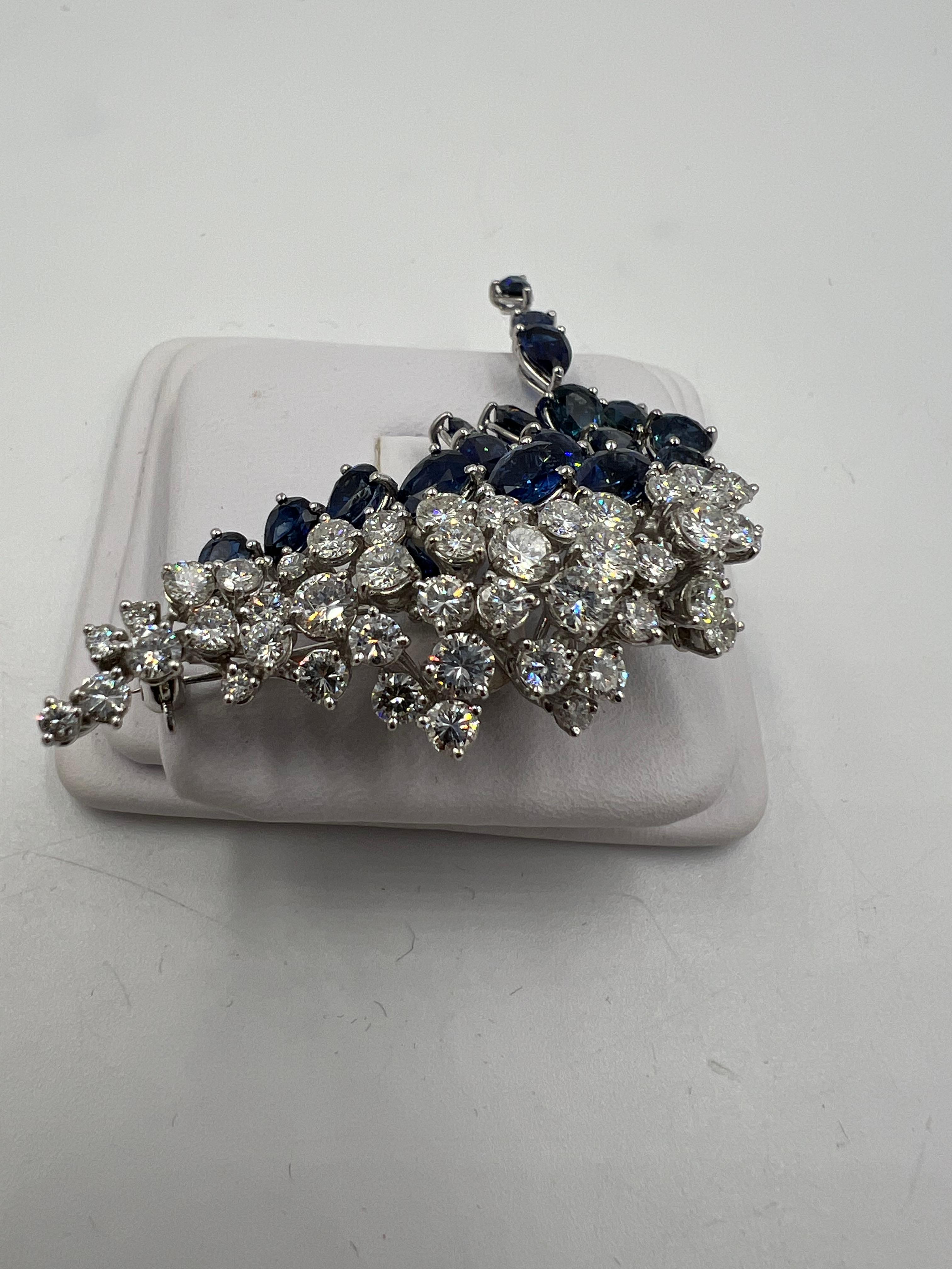 H. Stern Sapphire Diamond White Gold Brooch For Sale 3