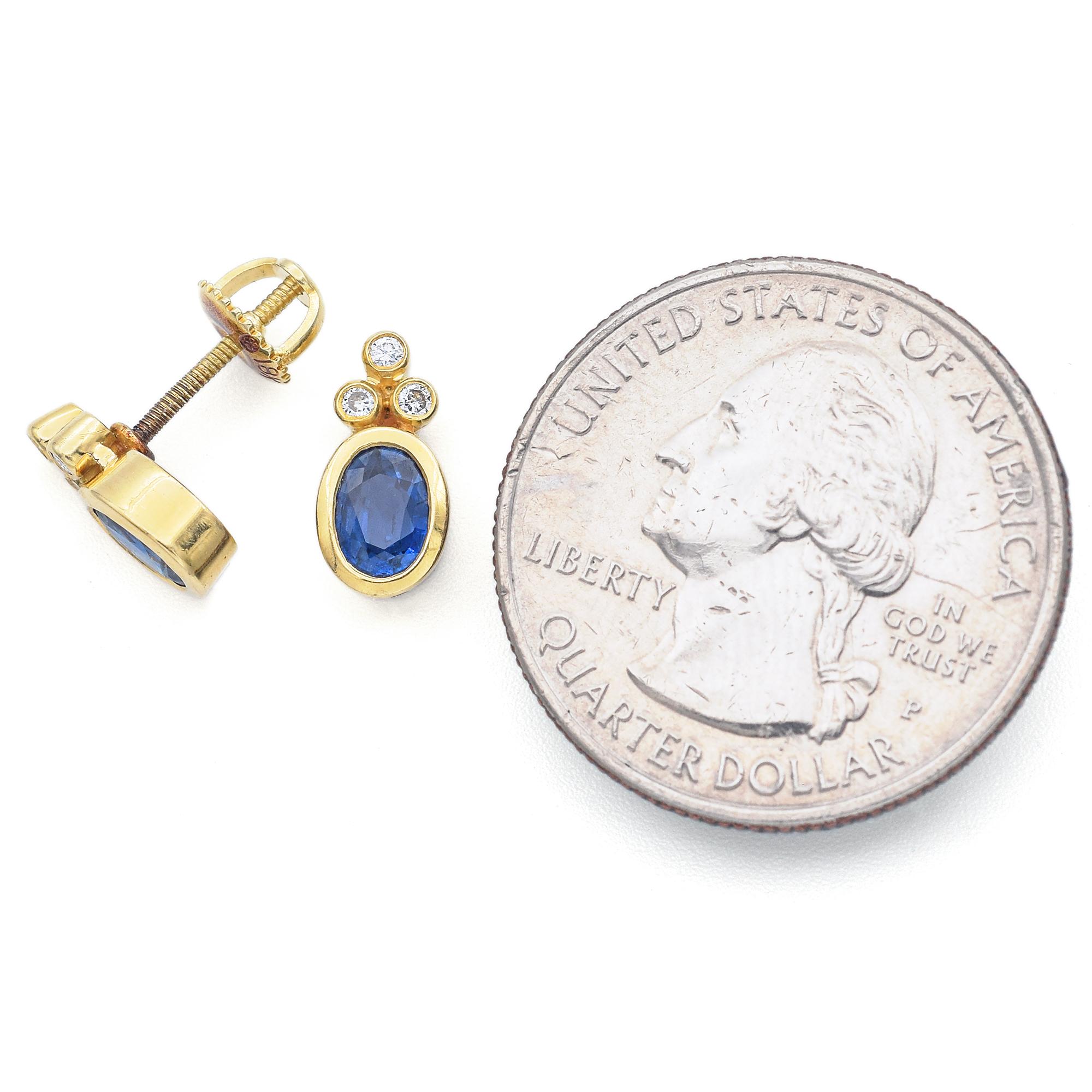Taille mixte H. Stern Boucles d'oreilles à vis en or jaune saphir et diamant avec boîte en vente
