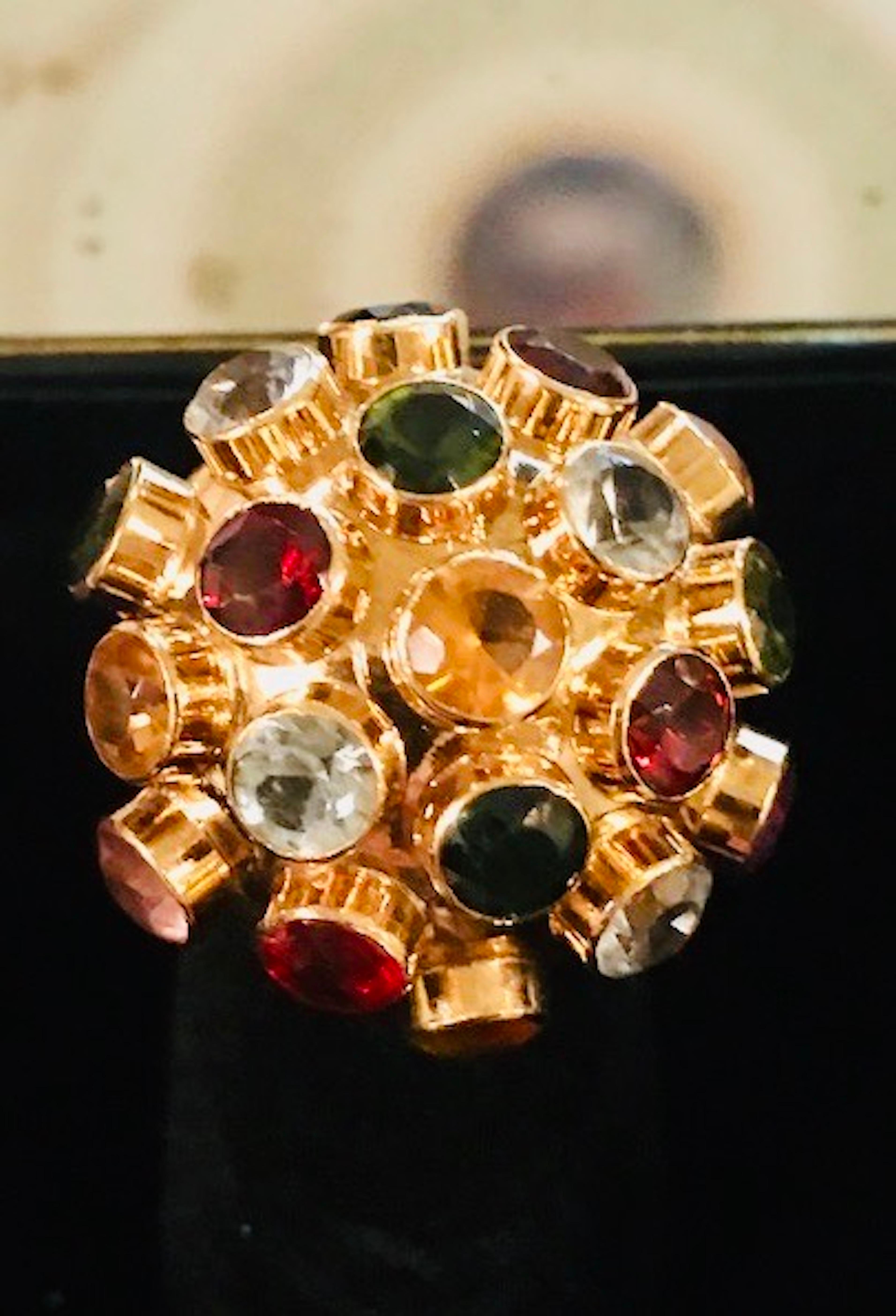 Modern H Stern Sputnik Cocktail Ring Yellow Gold Amethyst Citrine Tourmaline Peridot