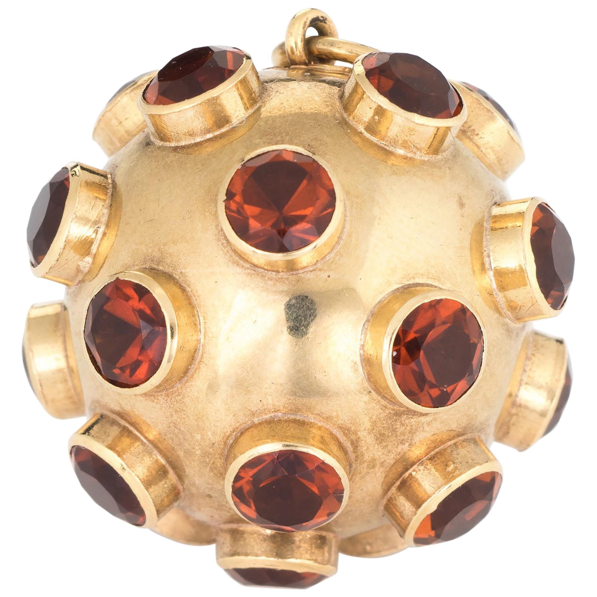 H Stern Sputnik Garnet Dome Pendant Orb Vintage 18 Karat Gold Charm Jewelry