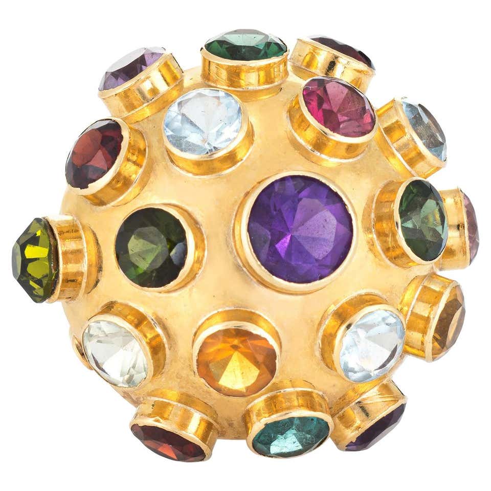 H Stern Sputnik Gemstone Dome Large Vintage Cocktail Ring 18 Karat ...