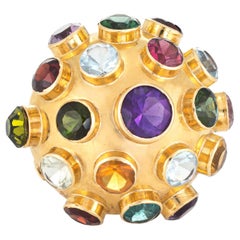 H Stern Sputnik Gemstone Dome Large Vintage Cocktail Ring 18 Karat Yellow Gold