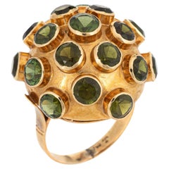 H Stern Sputnik Ring Peridot Dome Vintage Cocktail Jewelry 18k Yellow Gold 5.5