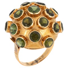 H Stern Sputnik Ring Peridot Kuppel Vintage Cocktailschmuck 18k Gelbgold 5,5