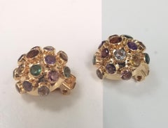 Sputnik Style Ring in 18 Karat Rose Gold Semi Precious Stone Earrings