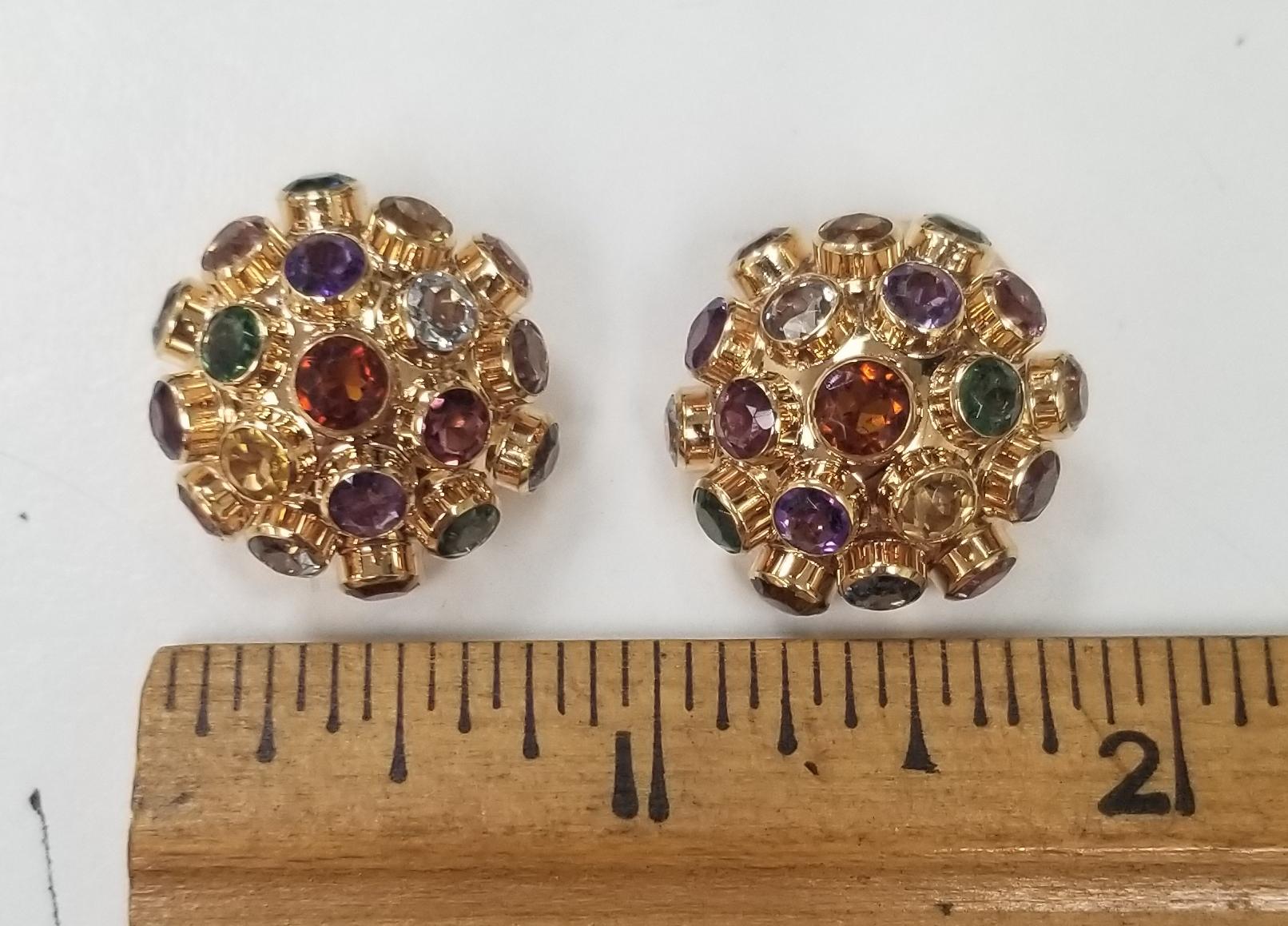 Women's or Men's Sputnik Style Ring in 18 Karat Rose Gold Semi Precious Stone Earrings