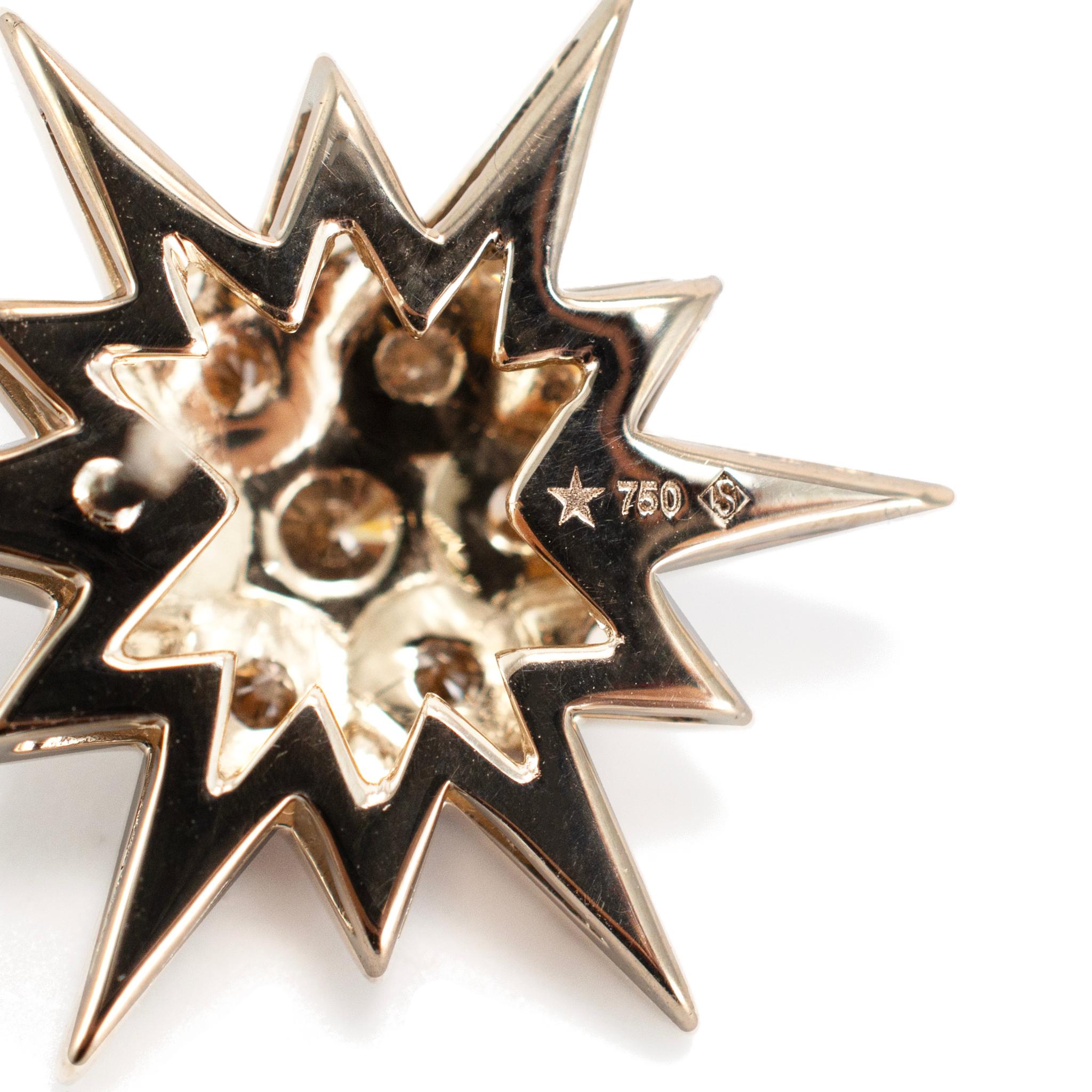 Donna H. Stern the Stars Collection Orecchini a stella in oro nobile 18 carati con diamante cognac