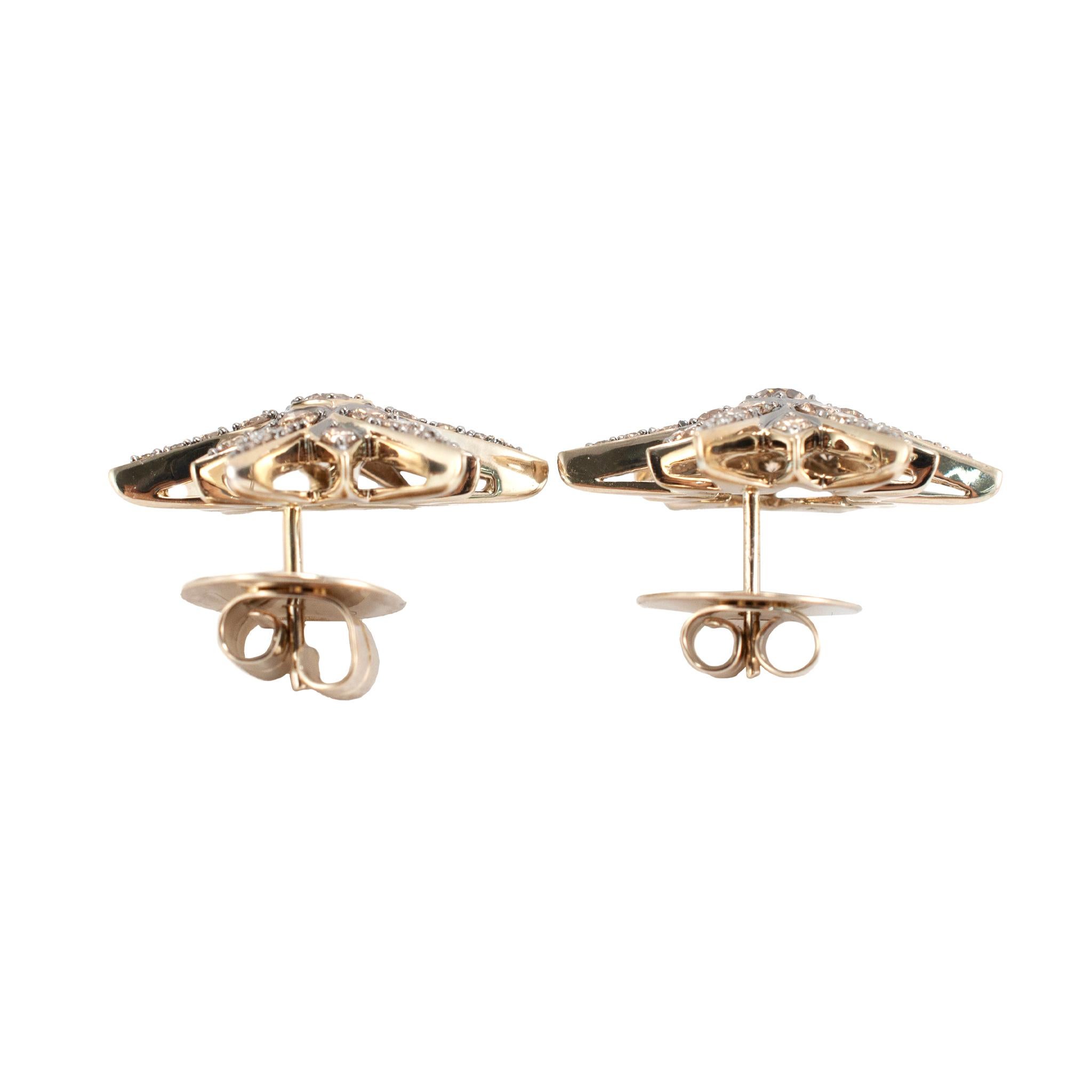 H. Stern the Stars Collection Orecchini a stella in oro nobile 18 carati con diamante cognac 1
