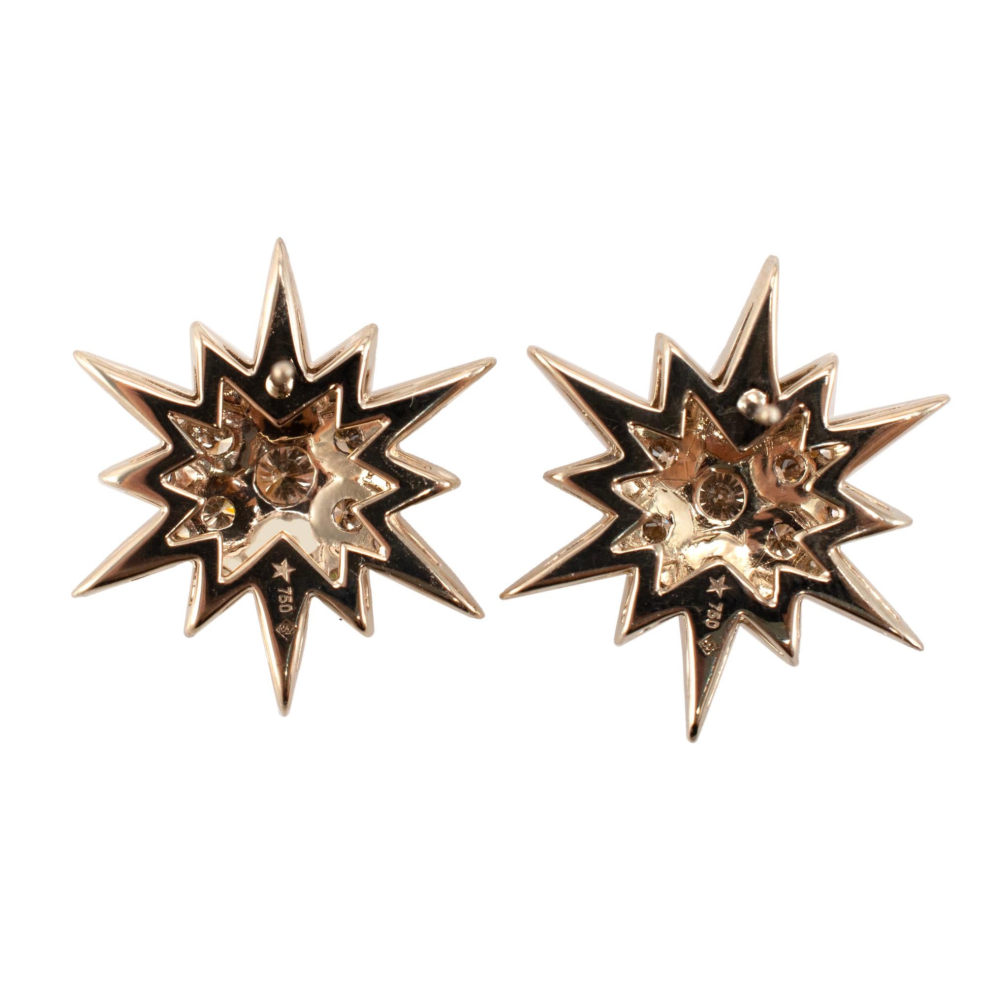 H. Stern the Stars Collection Orecchini a stella in oro nobile 18 carati con diamante cognac 2