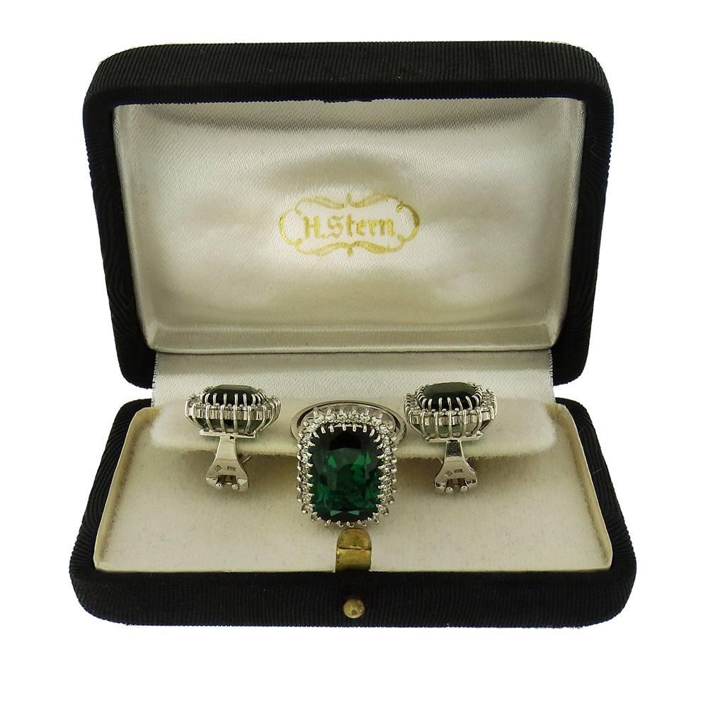 H. Stern Tourmaline and Diamond Ring and Earring Set In Excellent Condition In New York, NY