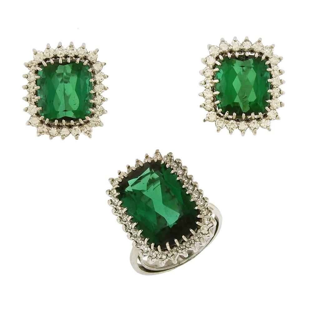 H. Stern Tourmaline and Diamond Ring and Earring Set