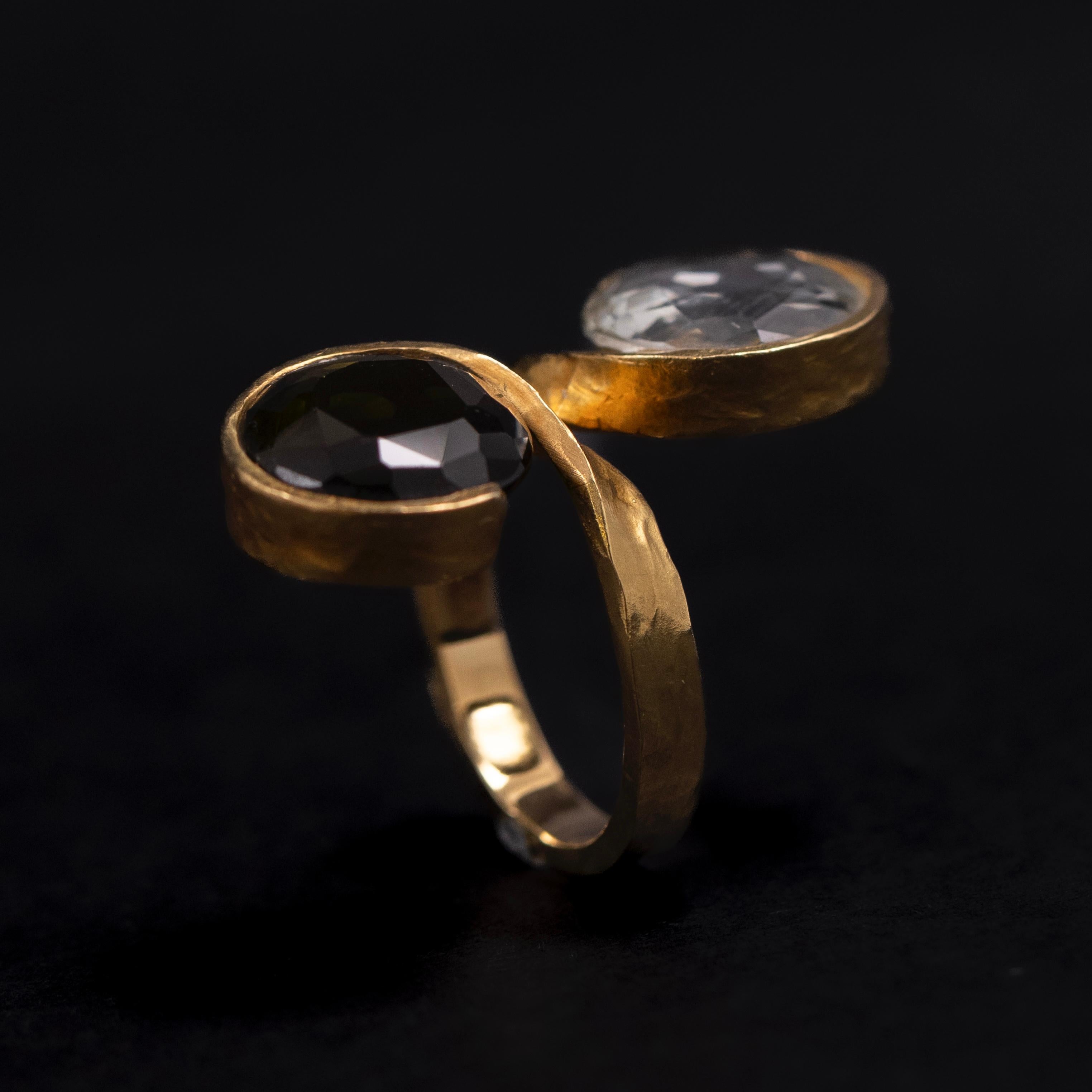 H. Stern Anello da cocktail con tormalina e cristallo di rocca Toi et Moi Oro giallo 18 carati Brasile In condizioni buone in vendita a Lisbon, PT