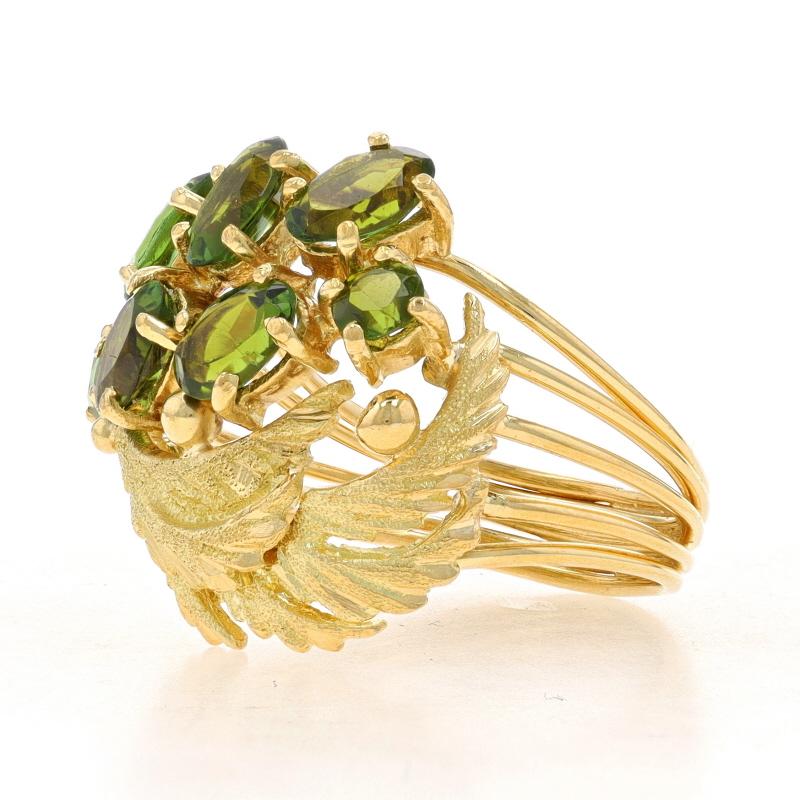 Oval Cut H. Stern Tourmaline Vintage Cluster Cocktail Ring - Yellow Gold 18k 2.85ctw Leaf For Sale